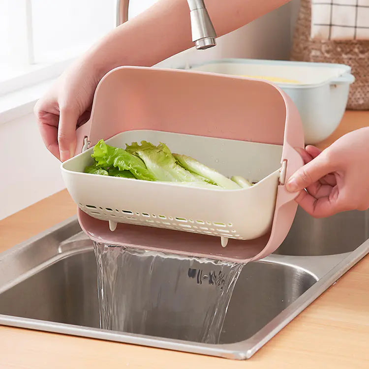 Collapsible Drain Basket and Vegetable Washing Bowl