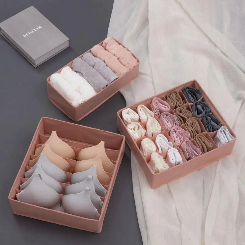 Fabric Storage Box with 3 Drawers for Underwear (20 Grids)
