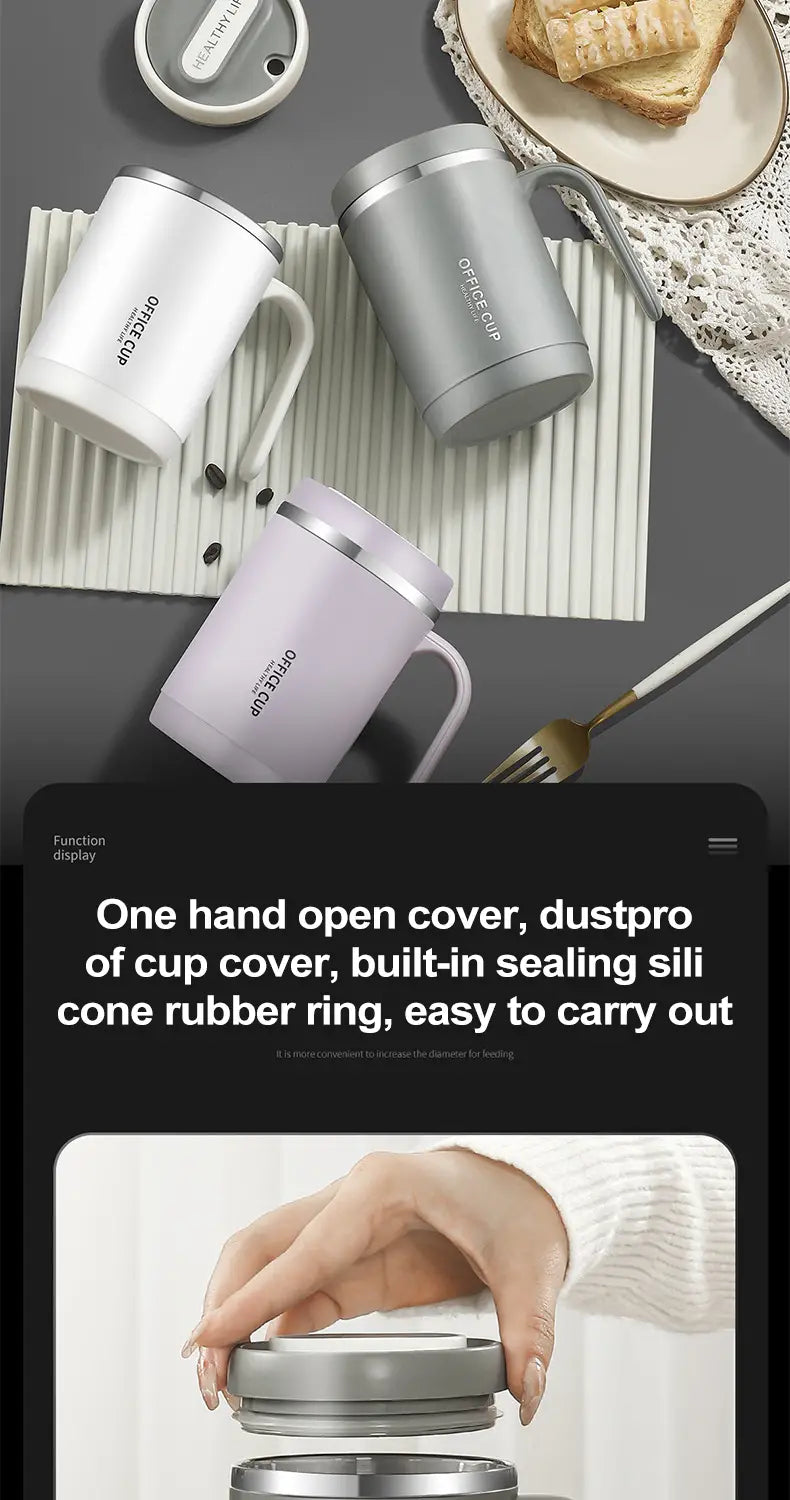 Insulated Coffee Mug with Lid - Portable Practical Gift