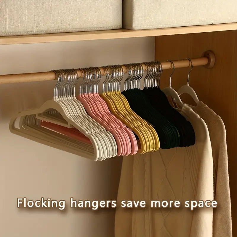 Space-Saving Non-Slip Flocking Hangers for Clothes