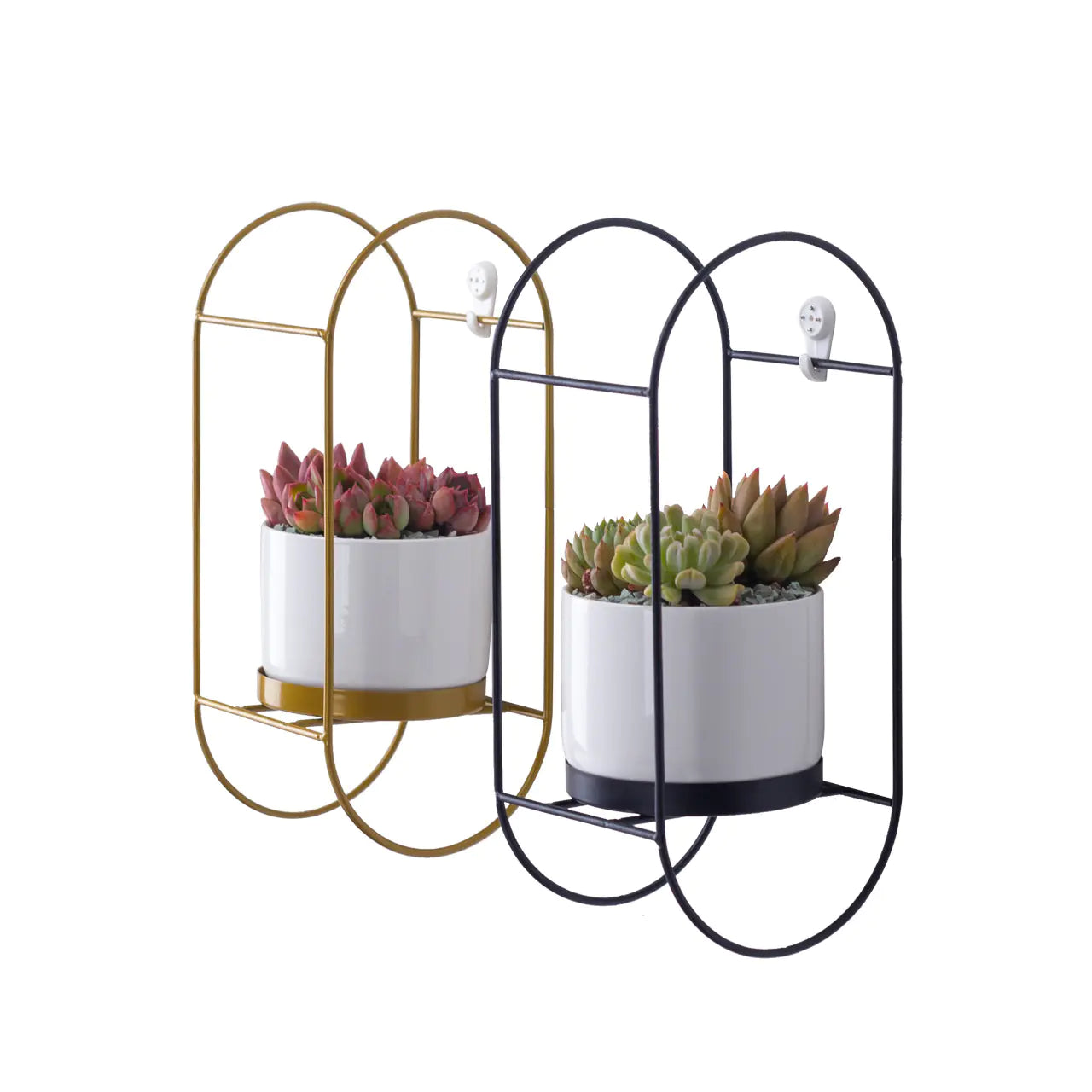 Ceramic Succulent Planter Set with Iron Stand