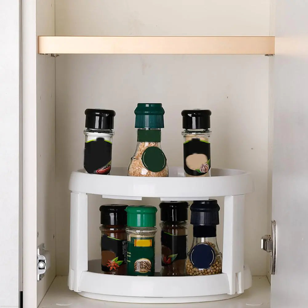 Twin Turntable Desktop Organizer with Rotating Layers