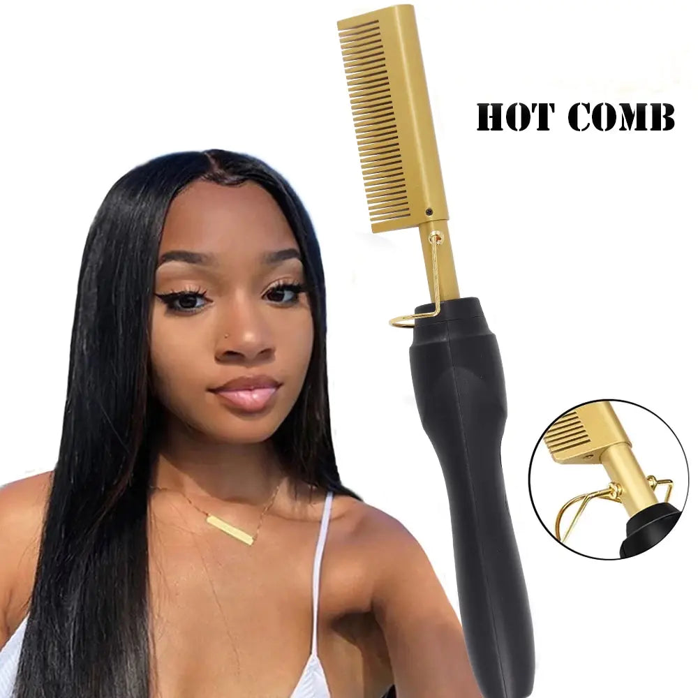 Dual-use Electric Heating Copper Hair Straightener Comb