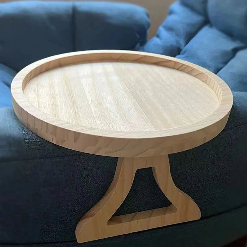 Bamboo Round Sofa Tray with Legs - Foldable Design