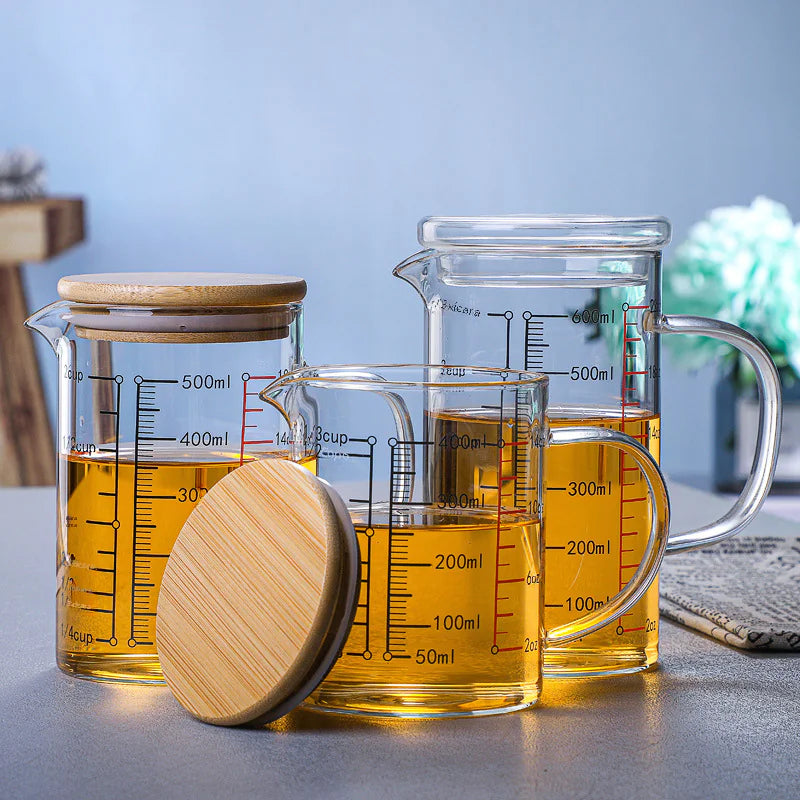 Wholesale Glass Measuring Cup with Lid and Handle