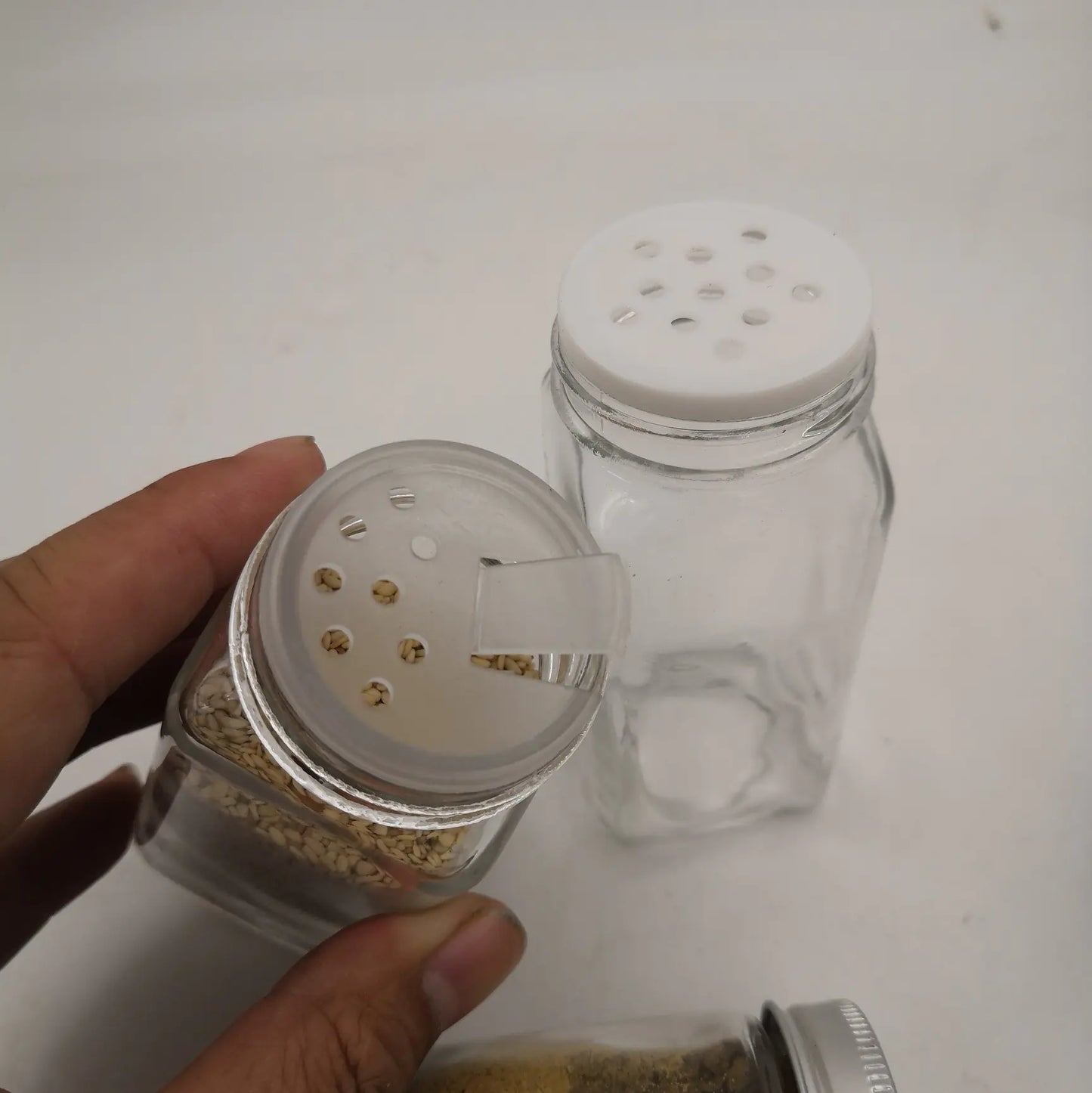 Square Glass Spice Jar Set for Seasoning and BBQ