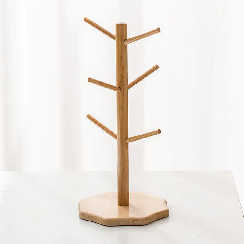 Bamboo Wood Cup and Wine Glass Holder Storage Rack