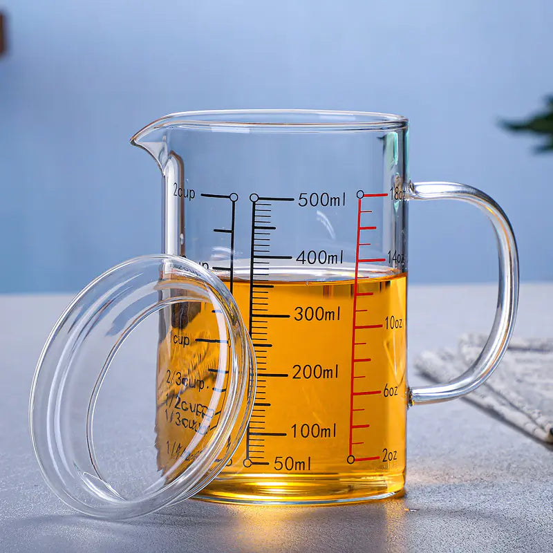 Wholesale Glass Measuring Cup with Lid and Handle