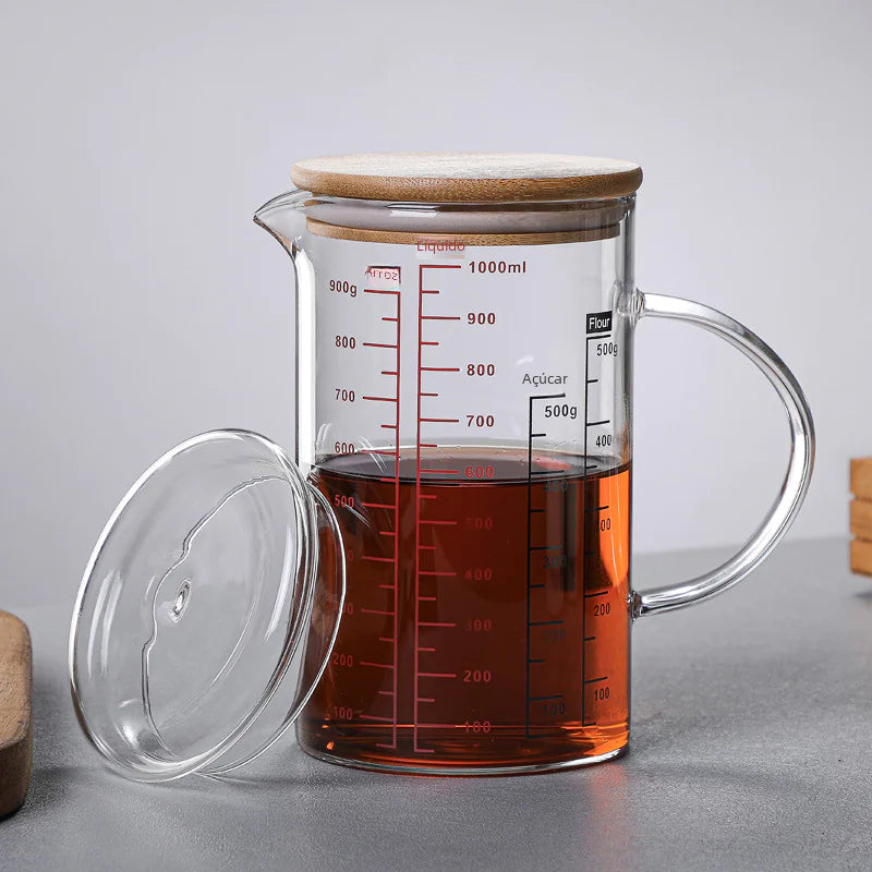 Wholesale Glass Measuring Cup with Lid and Handle