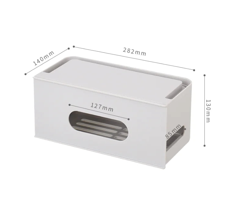 Storage Box and Cable Organizer with Power Strip Protection