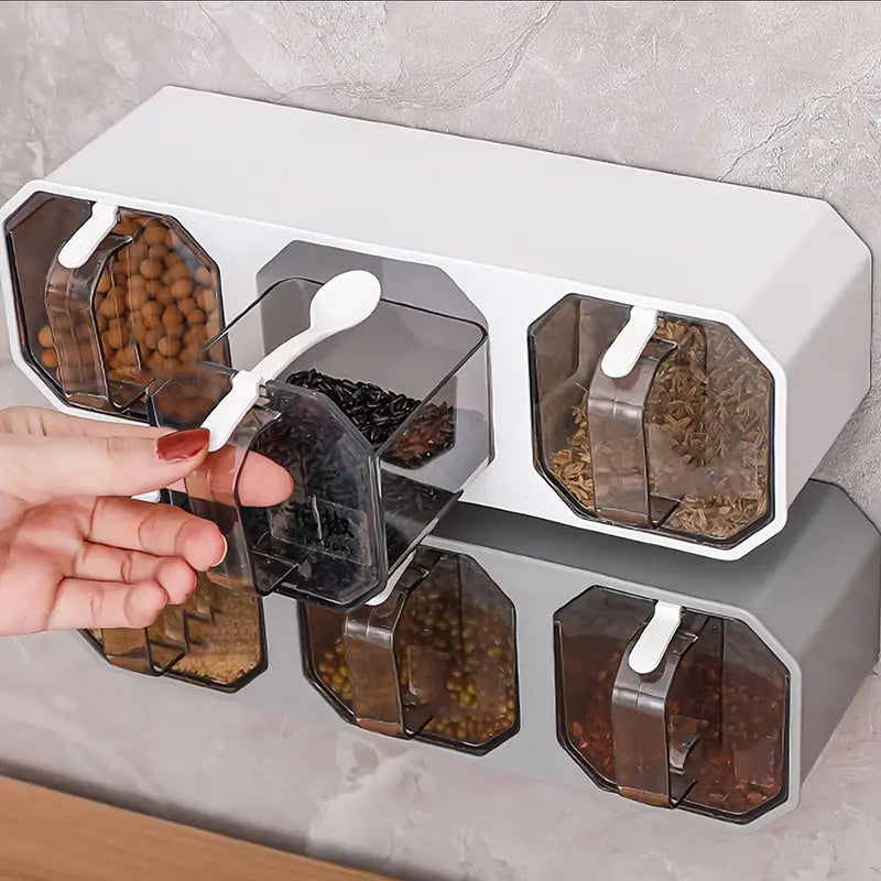 Punch-Free Wall-Mounted Seasoning Jar for Kitchen