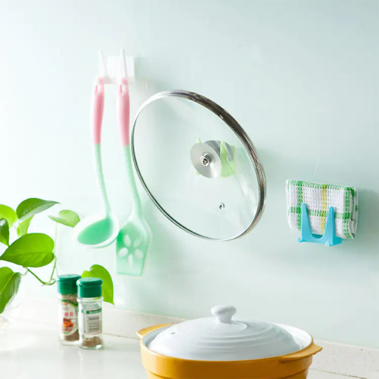 Wall-Mounted Pot Lid Rack with Multi-Purpose Sponge
