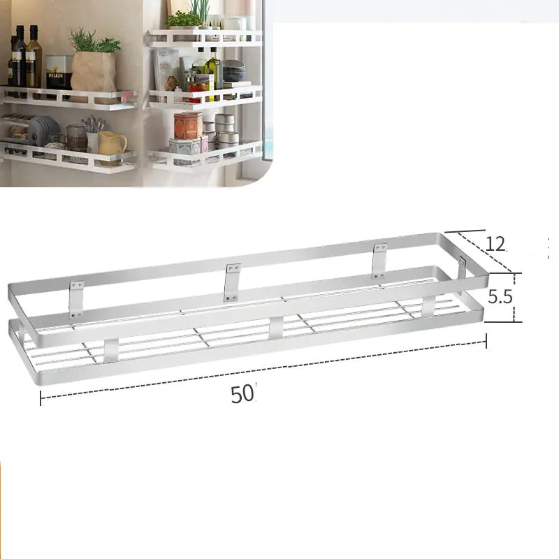 Wall-Mounted Kitchen Spice Rack and Organizer Shelf