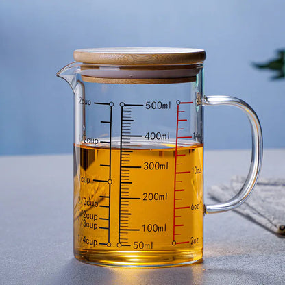 Wholesale Glass Measuring Cup with Lid and Handle