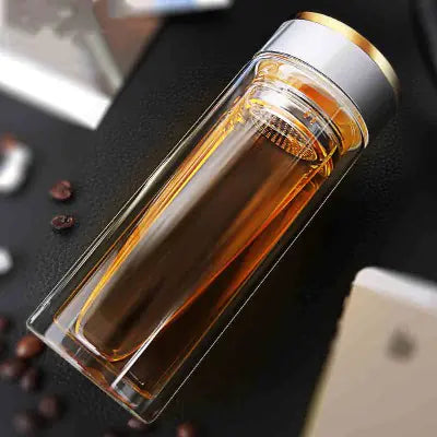 500ml Double-Walled Thick Glass Tea Infuser Cup