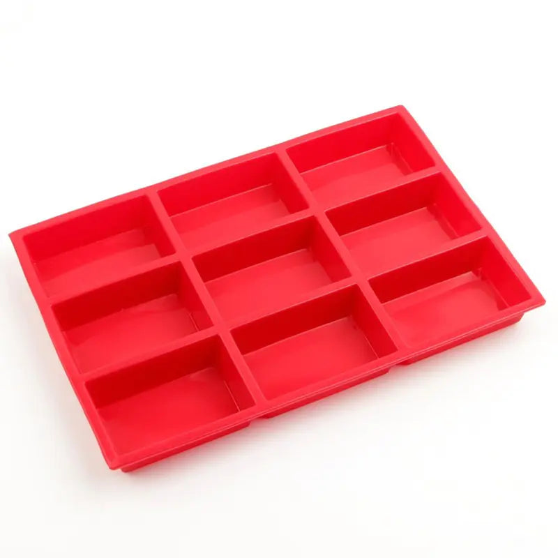 9-Cavity Rectangular Silicone Mold for Baking Cakes