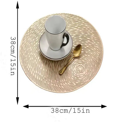 6pcs Metallic Round Non-Slip Placemats for Dining