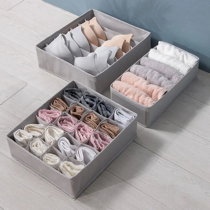 Fabric Storage Box with 3 Drawers for Underwear (20 Grids)