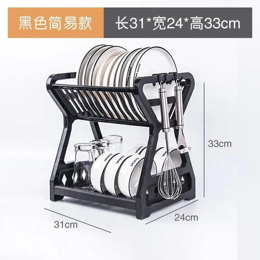 Two-Tier Kitchen Storage Rack for Bowls and Utensils