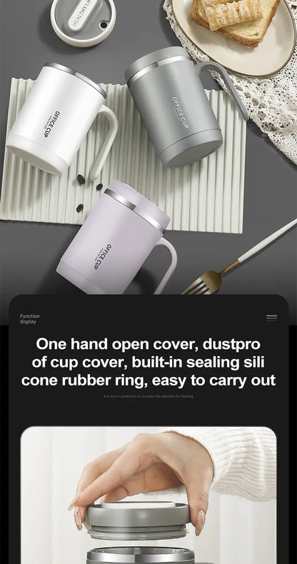 Insulated Coffee Mug with Lid - Portable Practical Gift