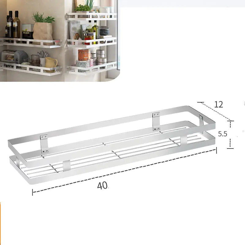 Wall-Mounted Kitchen Spice Rack and Organizer Shelf