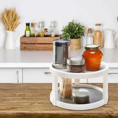 Twin Turntable Desktop Organizer with Rotating Layers