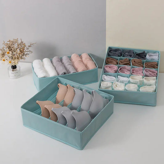 Fabric Storage Box with 3 Drawers for Underwear (20 Grids)