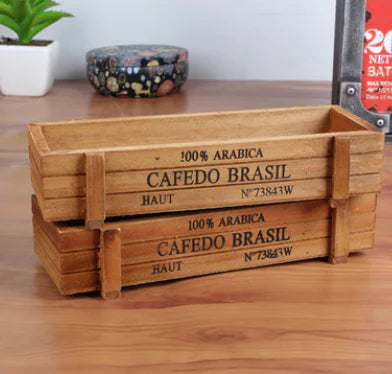Vintage Wooden Succulent Planter Box (Rectangular)