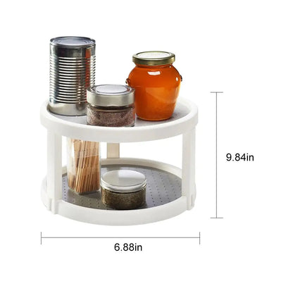 Twin Turntable Desktop Organizer with Rotating Layers