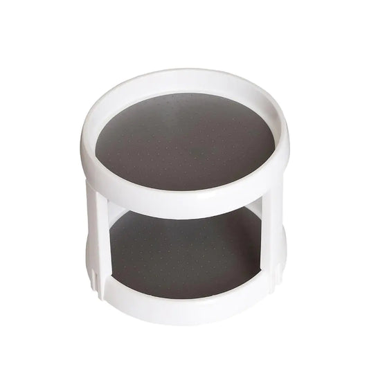 Twin Turntable Desktop Organizer with Rotating Layers