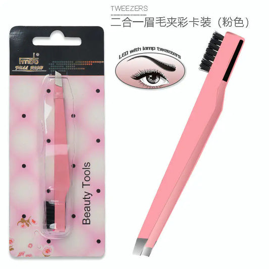 New Stainless Steel Eyebrow Tweezers with Comb