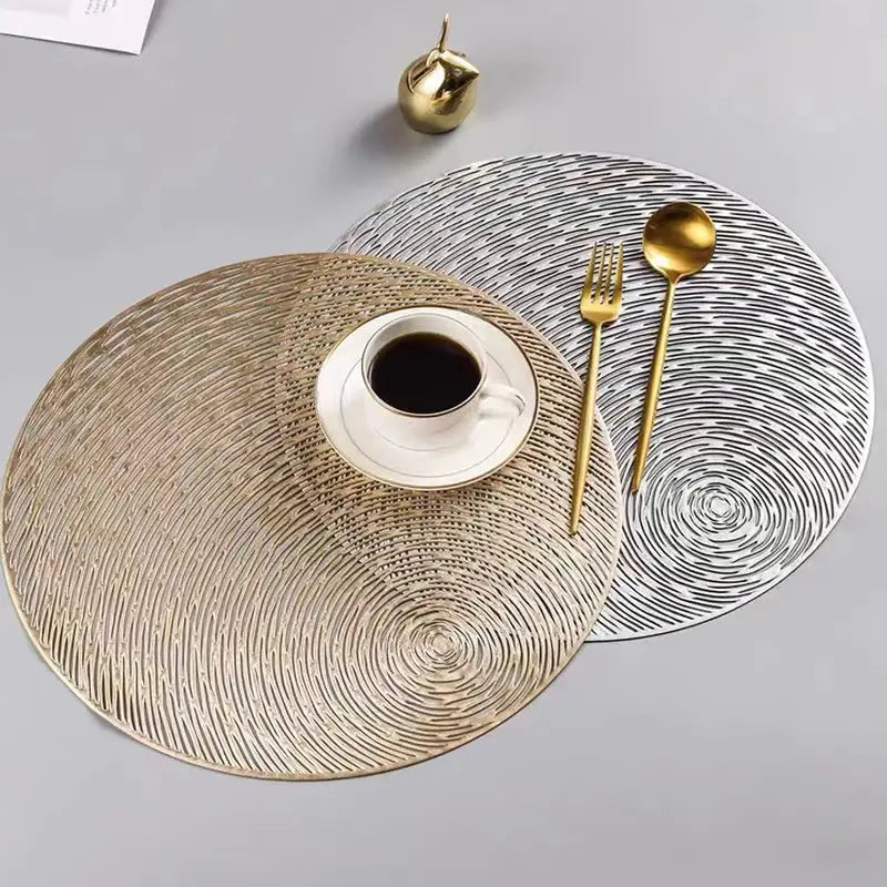 6pcs Metallic Round Non-Slip Placemats for Dining