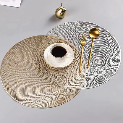 6pcs Metallic Round Non-Slip Placemats for Dining
