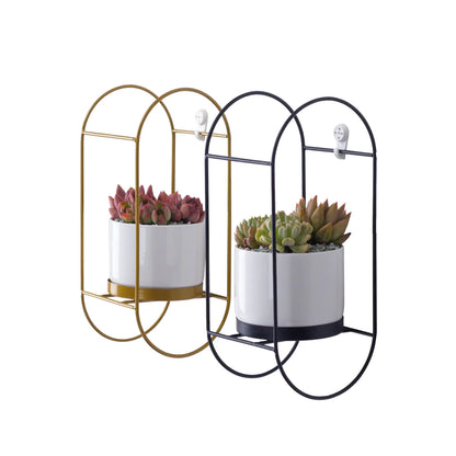 Ceramic Succulent Planter Set with Iron Stand