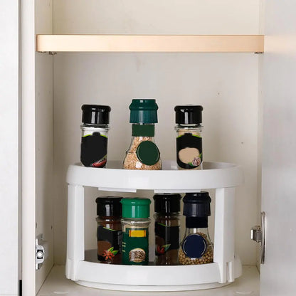 Twin Turntable Desktop Organizer with Rotating Layers