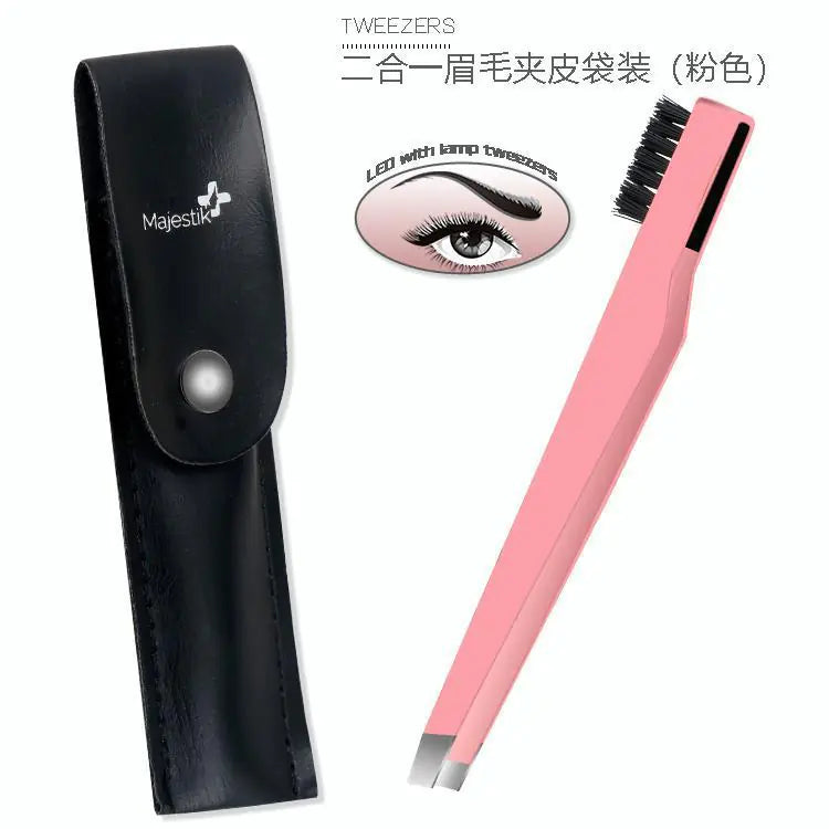 New Stainless Steel Eyebrow Tweezers with Comb