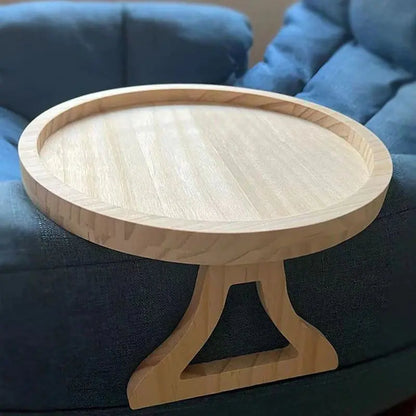 Bamboo Round Sofa Tray with Legs - Foldable Design