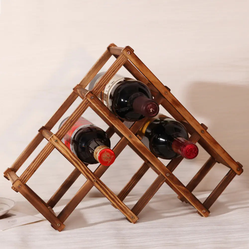 Folding Wine Rack for Bottles and Glasses