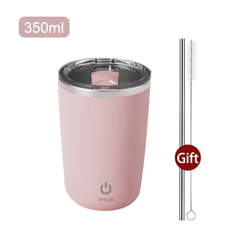 Automatic Stirring Coffee Mug with Lid, Stainless Steel