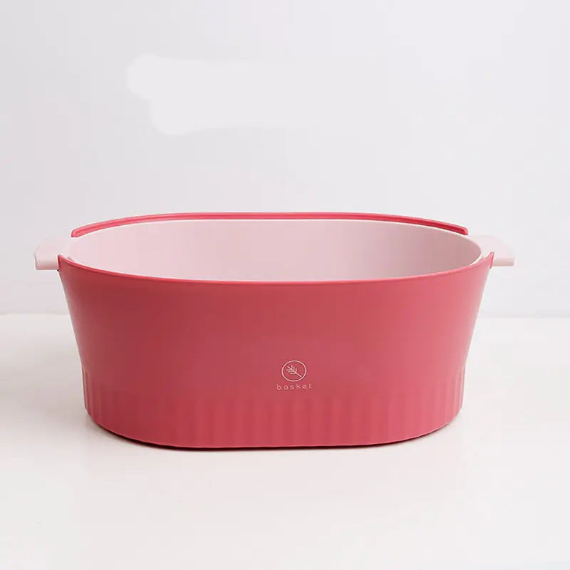 Large Double-Layer Plastic Drain Basket for Kitchen