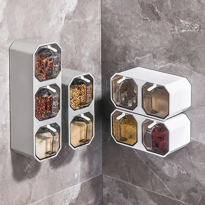 Punch-Free Wall-Mounted Seasoning Jar for Kitchen