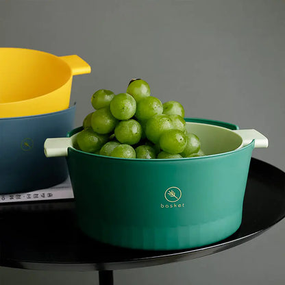 Large Double-Layer Plastic Drain Basket for Kitchen