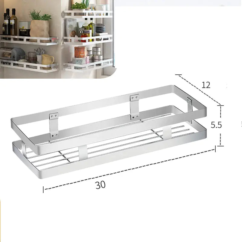Wall-Mounted Kitchen Spice Rack and Organizer Shelf