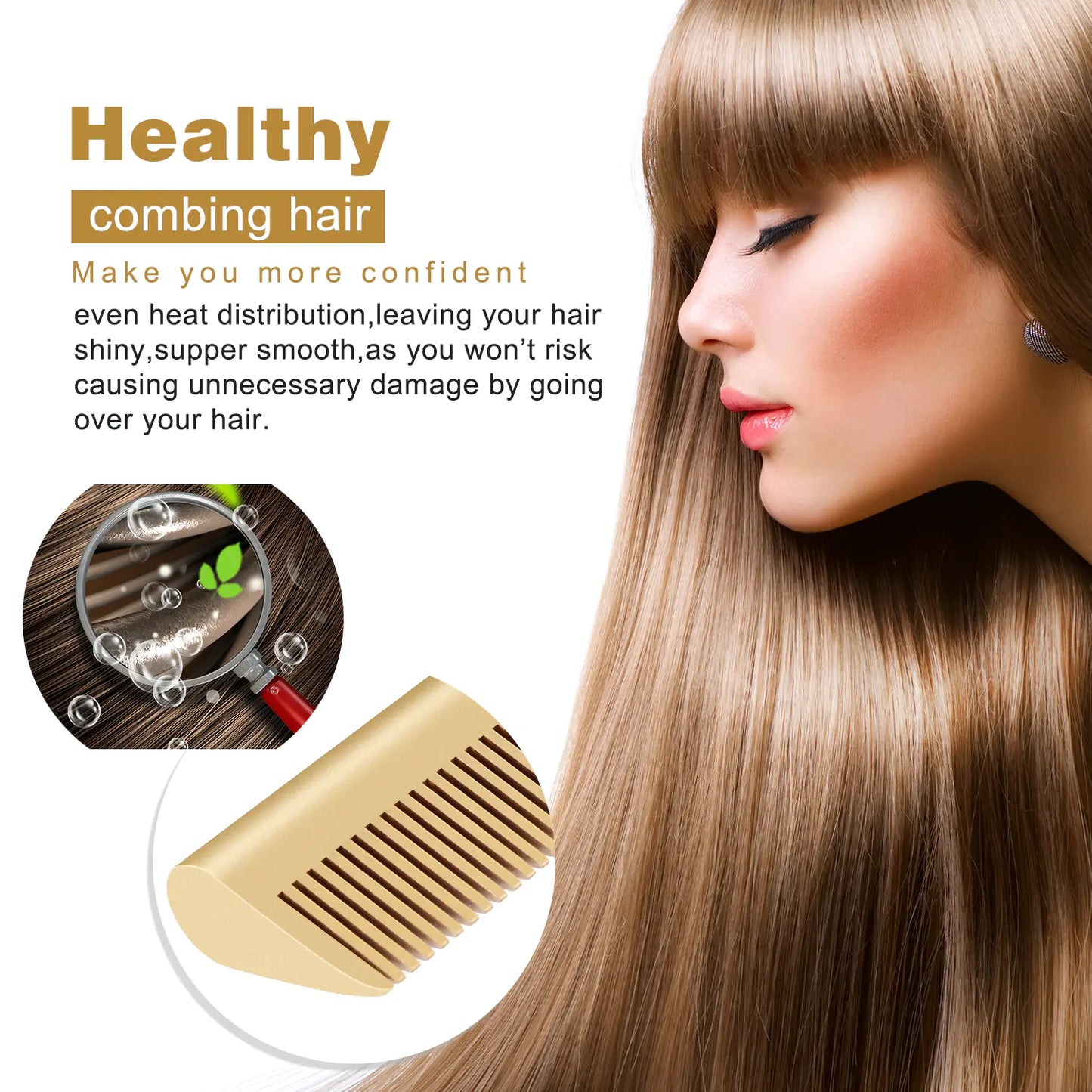Dual-use Electric Heating Copper Hair Straightener Comb