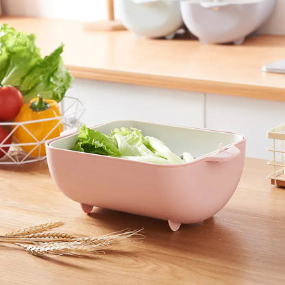 Collapsible Drain Basket and Vegetable Washing Bowl