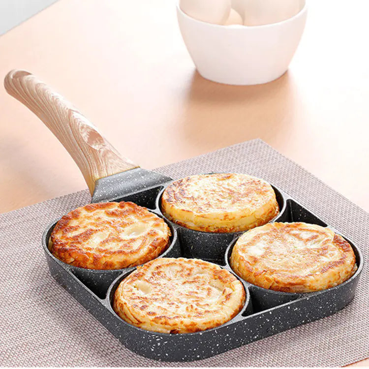 New Non-Stick 4-Hole Frying Pan for Eggs and Burgers