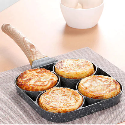 New Non-Stick 4-Hole Frying Pan for Eggs and Burgers