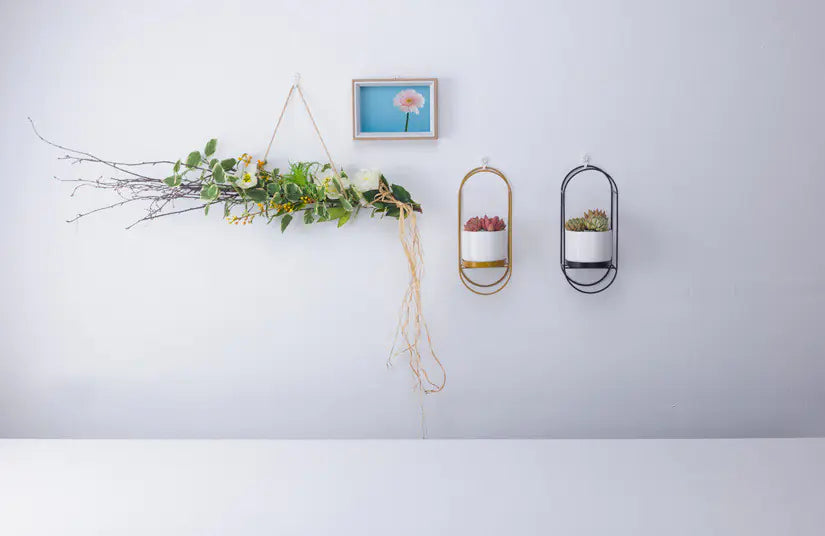 Ceramic Succulent Planter Set with Iron Stand