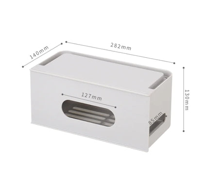 Storage Box and Cable Organizer with Power Strip Protection