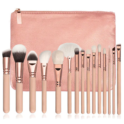 15-Piece Pink Rose Gold Makeup Brush Set